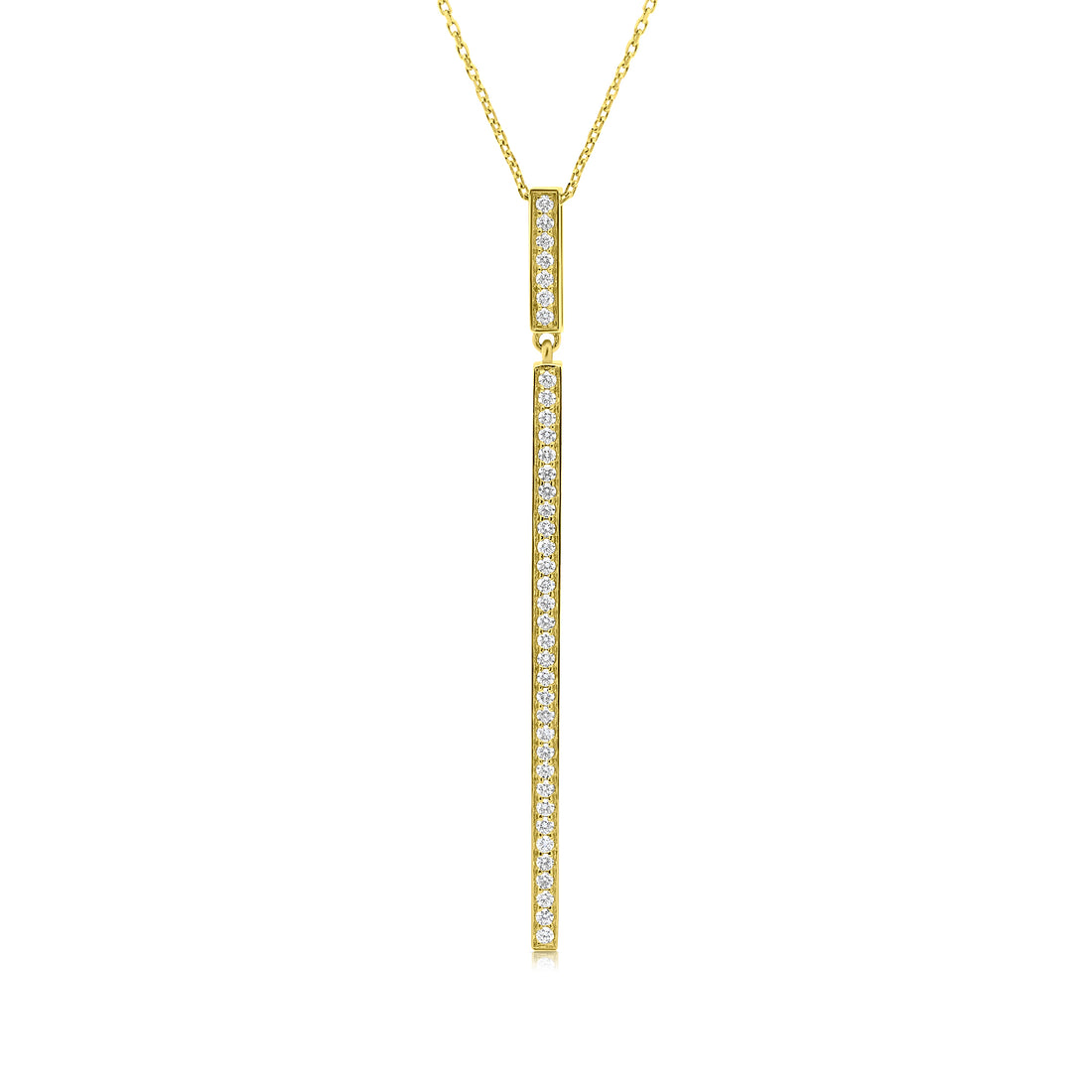 Yellow Gold Diamond Linear Bar Pendant - .42 Carat