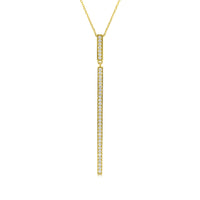 Yellow Gold Diamond Linear Bar Pendant - .42 Carat