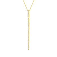 Yellow Gold Diamond Linear Bar Pendant - .42 Carat