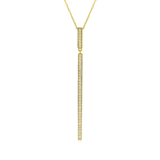 Yellow Gold Diamond Linear Bar Pendant - .42 Carat