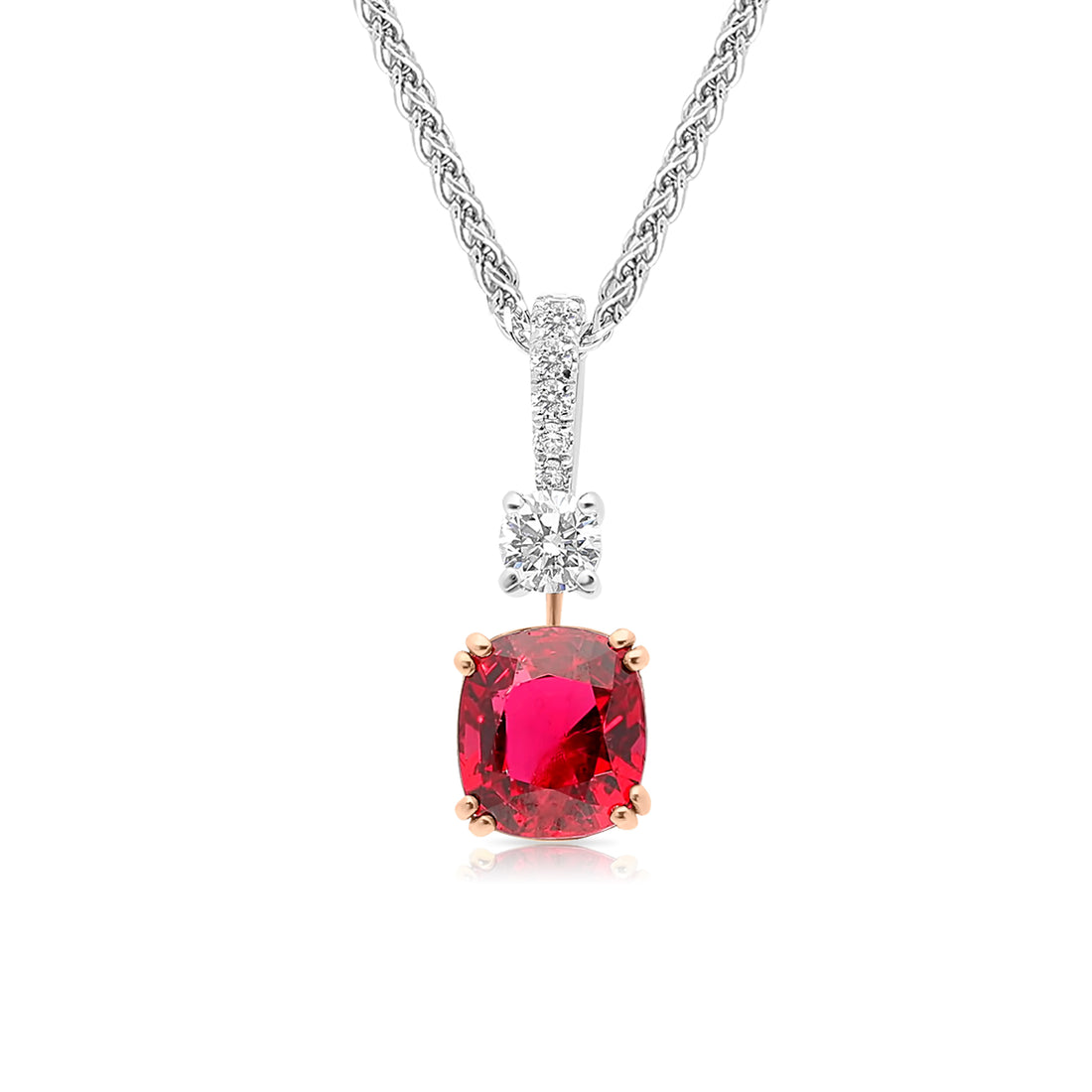 Cushion Cut Red Spinel Pendant - 2 Carat