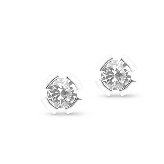 Diamond Solitaire Studs in Split Bezel Setting - 0.7 Carat