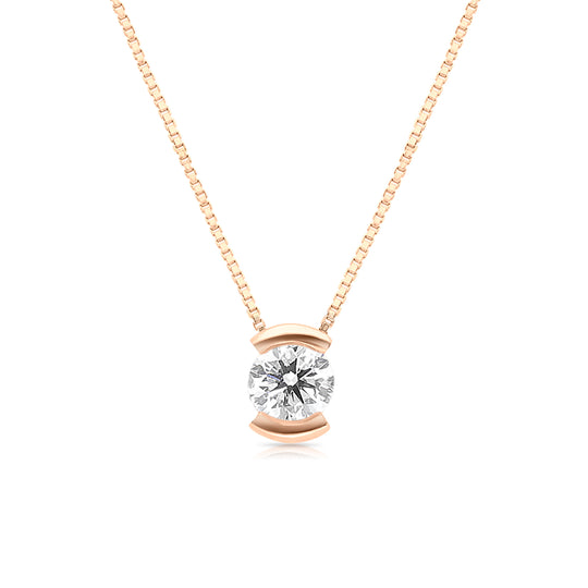 Classic Diamond Pendant in a Half Bezel Setting - .57 Carat