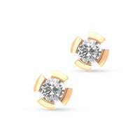 Rose Gold Round Diamond Studs in a Split Bezel Setting - 0.7 Carat