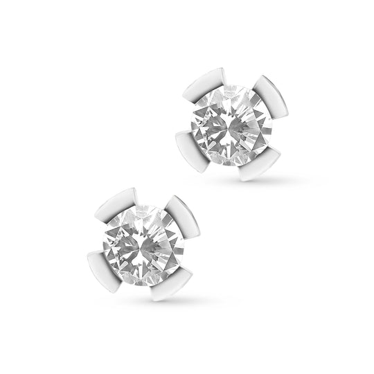 Diamond Solitaire Studs in Split Bezel Setting - 1.1 Carat