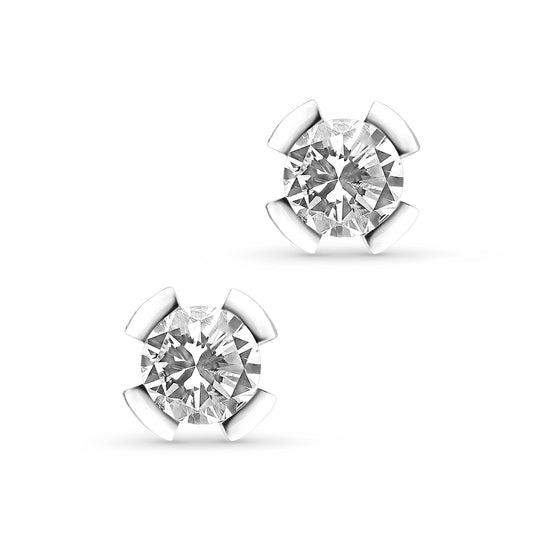 Diamond Solitaire Studs in Split Bezel Setting - 1.3 Carat