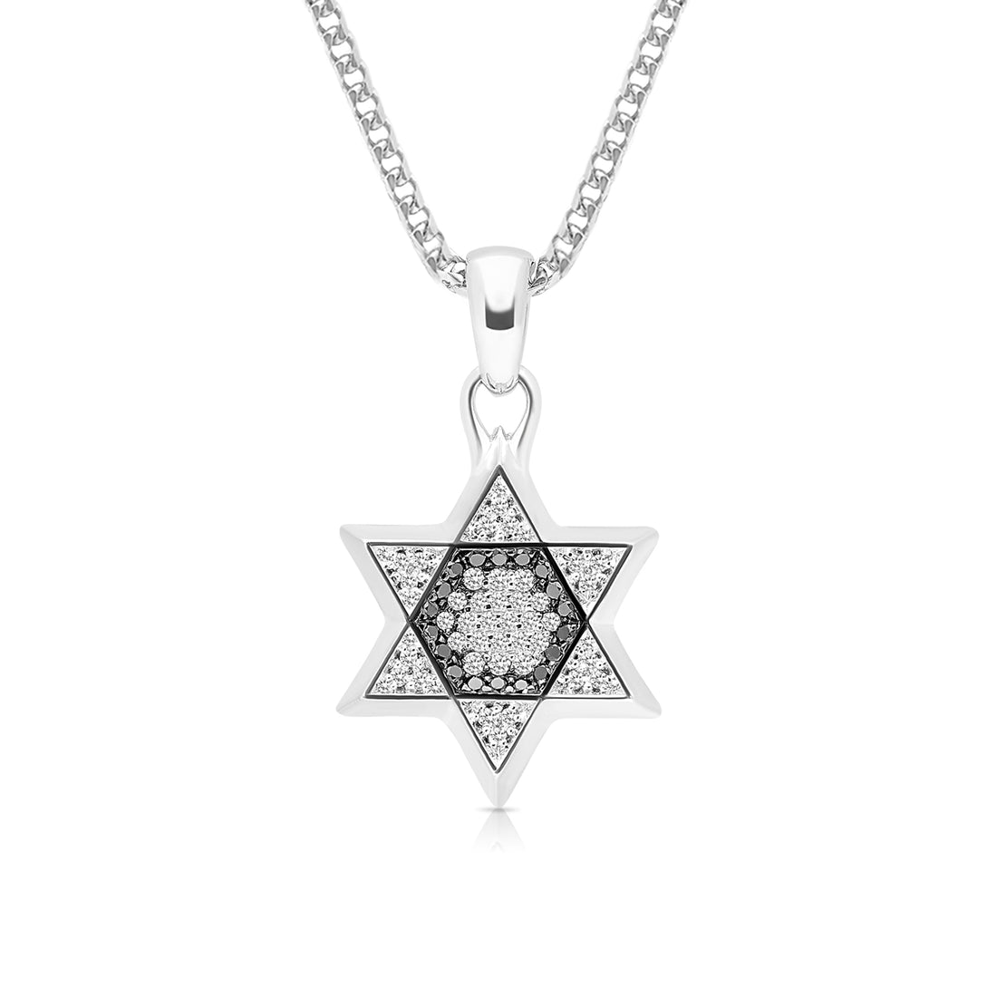Star of David with White and Black Diamonds Pendant - .23 Carat