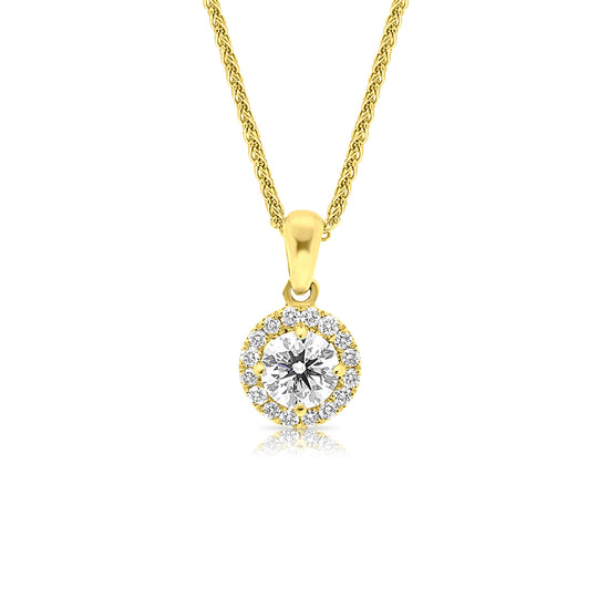 Classic Yellow Gold Diamond Pendant Necklace - .38 Carat
