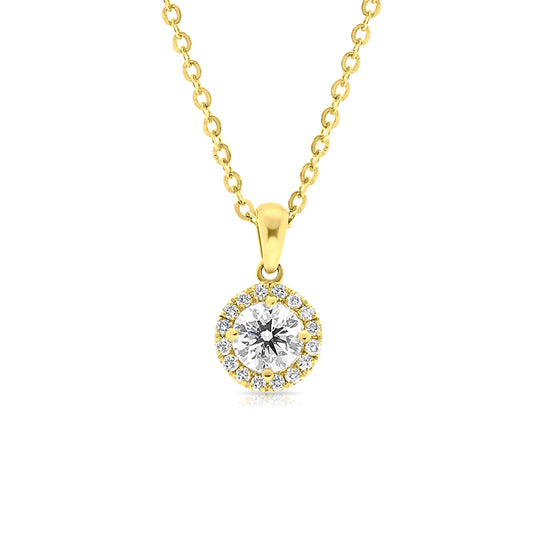 Classic Halo Pendant Diamond Necklace - .49 Carat