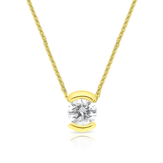 Classic Diamond Pendant in a Half Bezel Invisible Pave Setting - .6 Carat