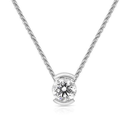 Classic Diamond Pendant in a Half Bezel Setting - .76 Carat