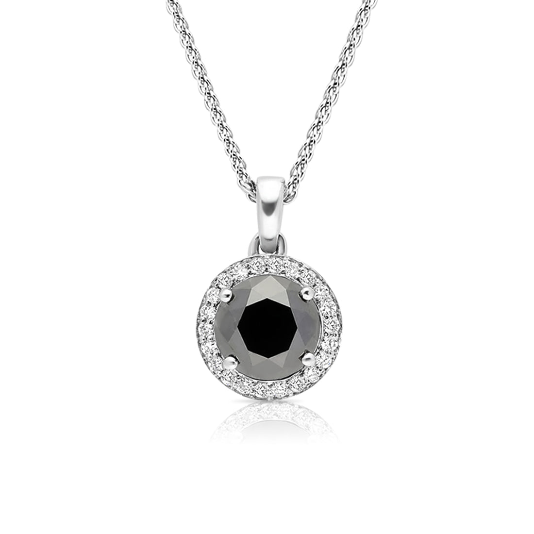 Classic Black Diamond Pendant Necklace - 1.7 Carat