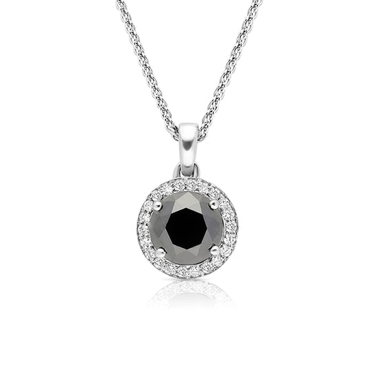 Classic Black Diamond Pendant Necklace - 1.7 Carat