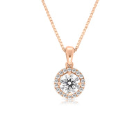 Diamond Halo Pendant Necklace - .59 Carat