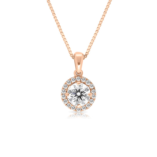 Diamond Halo Pendant Necklace - .59 Carat