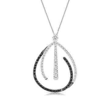 Abstract White and Black Diamond Pendant - .94 Carat