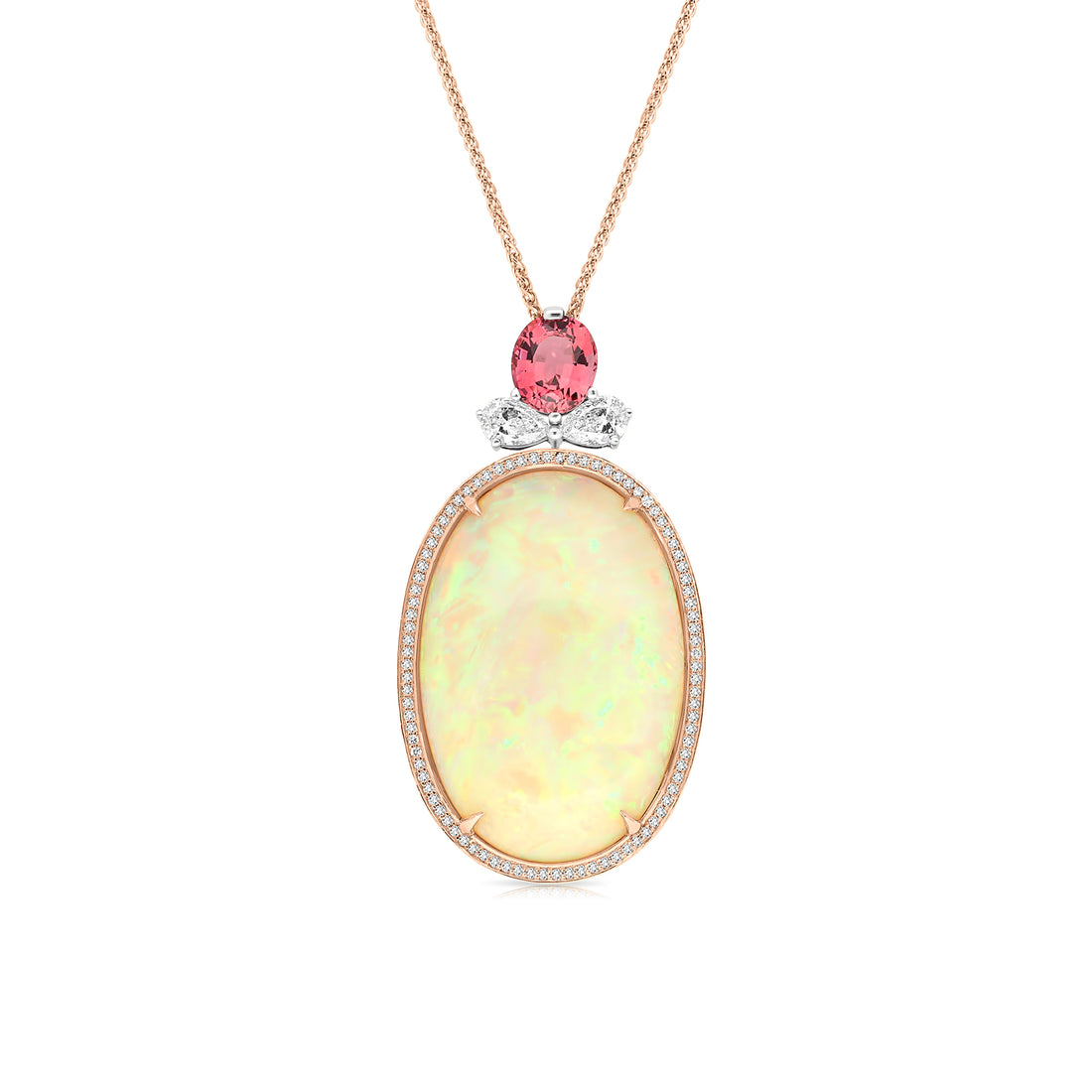 Pink Sapphire and  Diamond Opal Pendant - 23 Carat