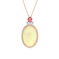 Pink Sapphire and  Diamond Opal Pendant - 23 Carat