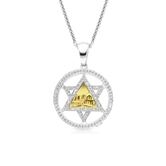 Star of David Western Wall Twist Pendant - .47 Carat