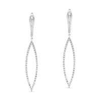 Diamond Pave-Lined Open Marquise Shaped Dangling Earrings
