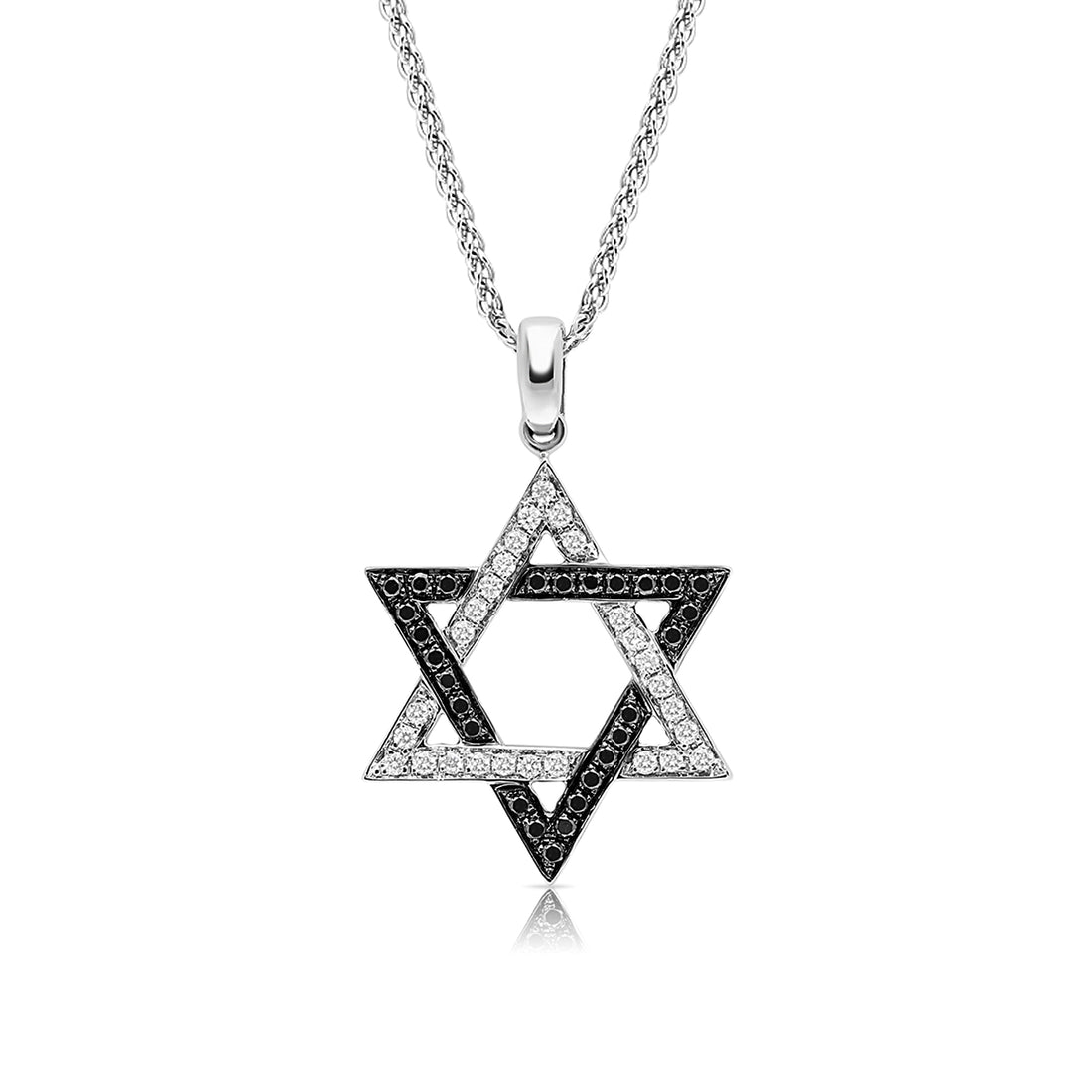 White and Black Diamonds Intertwining Star Of David Pendant - .43 Carat