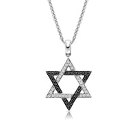 White and Black Diamonds Intertwining Star Of David Pendant - .43 Carat