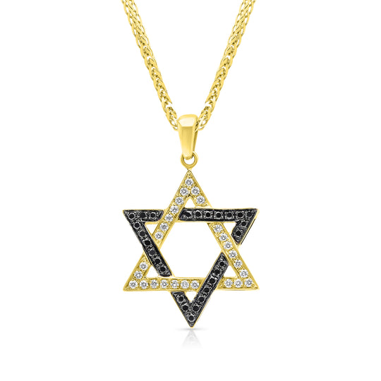 White and Black Diamonds Intertwining Star Of David Pendant - .43 Carat