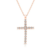 Rose Gold Diamond Cross Pendant - .47 Carat