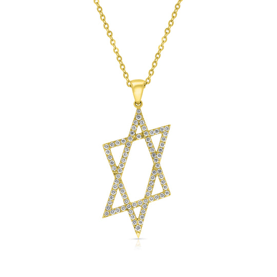 Yellow Gold and Diamond Star Of David Pendant