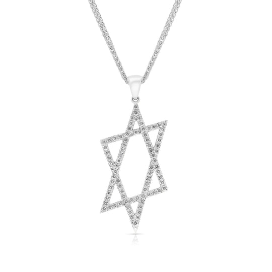 White Gold and Diamond Star of David Pendant