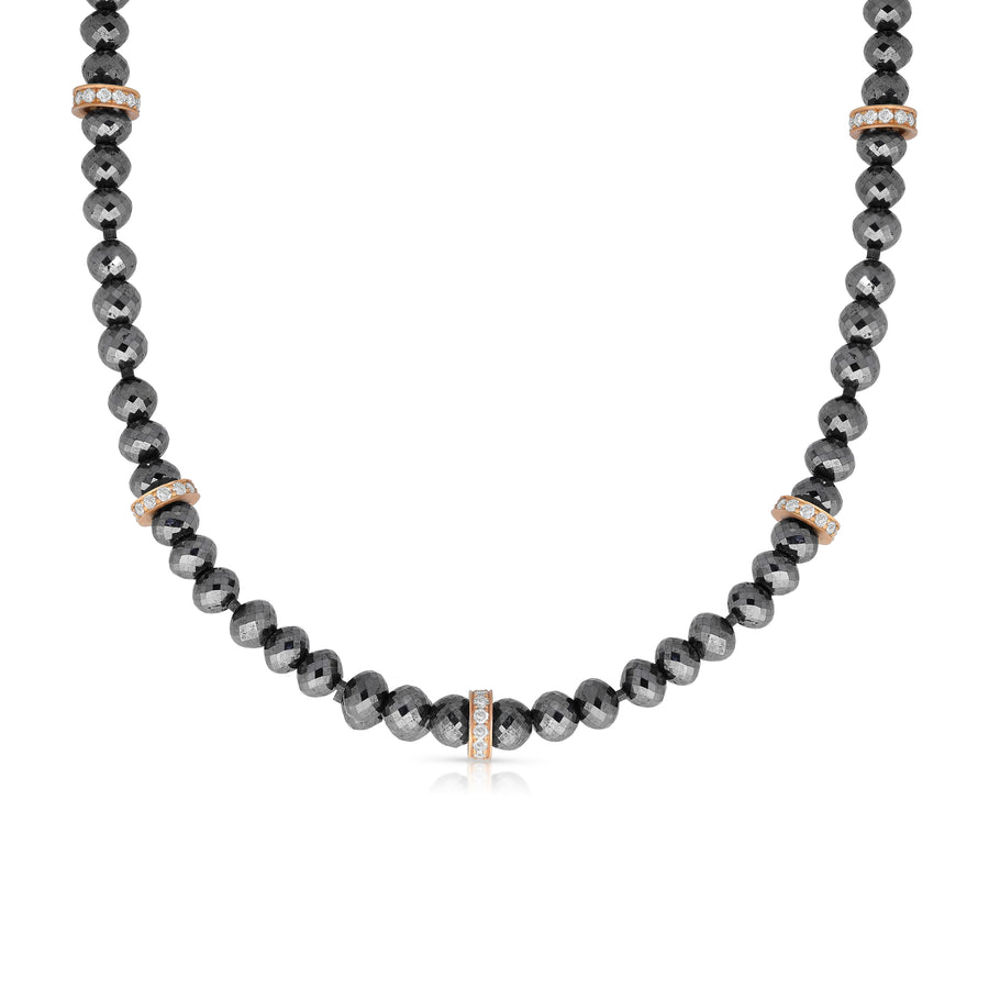 Black Diamond Beaded Necklace - 92.18 Carat