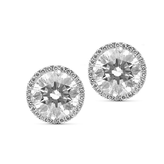 Round Diamond Halo Studs - 4 Carat