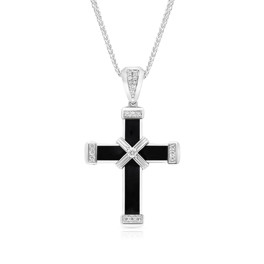 Black Enamel Cross - .12 Carat