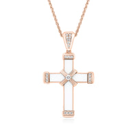 White Enamel Diamond Cross - .12 Carat