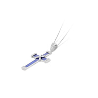 Blue Enamel Diamond Cross - .17 Carat