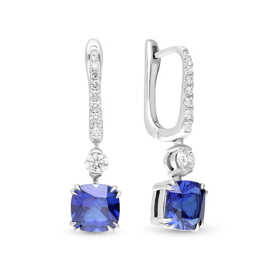 Radiant Cut Sapphire Drop Earrings - 2 Carat