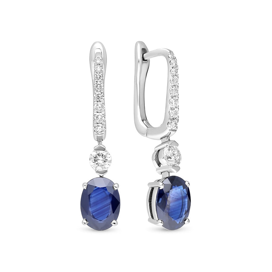 Oval Cut Sapphire Drop Earrings - 3.3 Carat