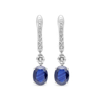 Oval Cut Sapphire Drop Earrings - 3.3 Carat