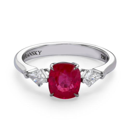 Cushion Cut Natural Ruby Ring - 2.4 Carat