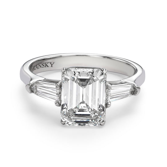 Emerald Diamond Engagement Ring Side Stone - 3.44 Carat