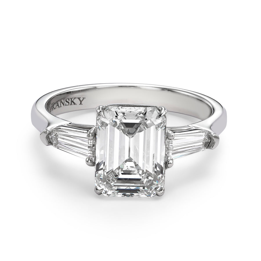 Emerald Diamond Engagement Ring Side Stone - 3.44 Carat