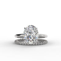 Oval Cut Engagement Ring with Eternity Wedding Band Bridal Set - 372