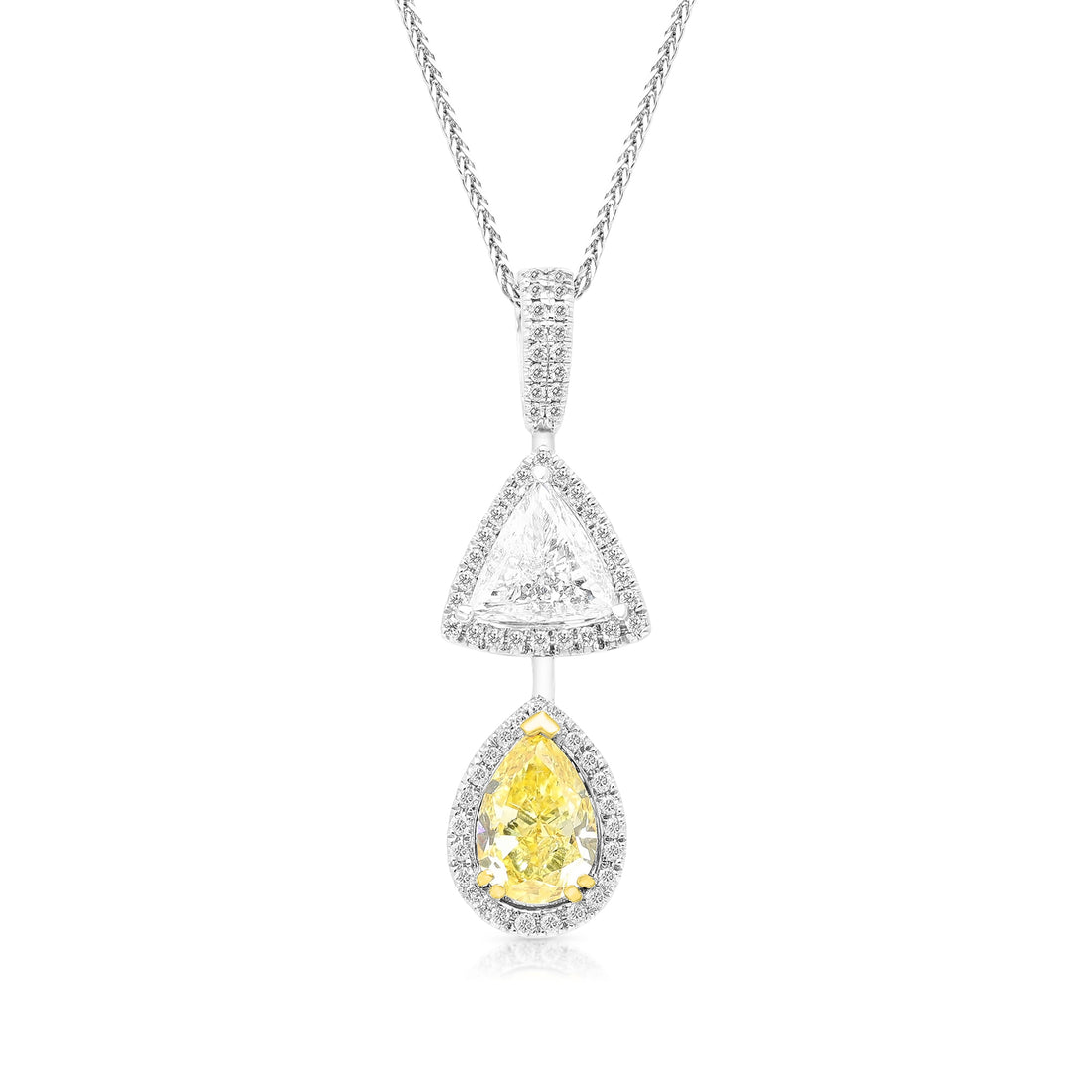 Fancy Yellow and White Diamond Geometric Combo Pendant - 2.6 Carat