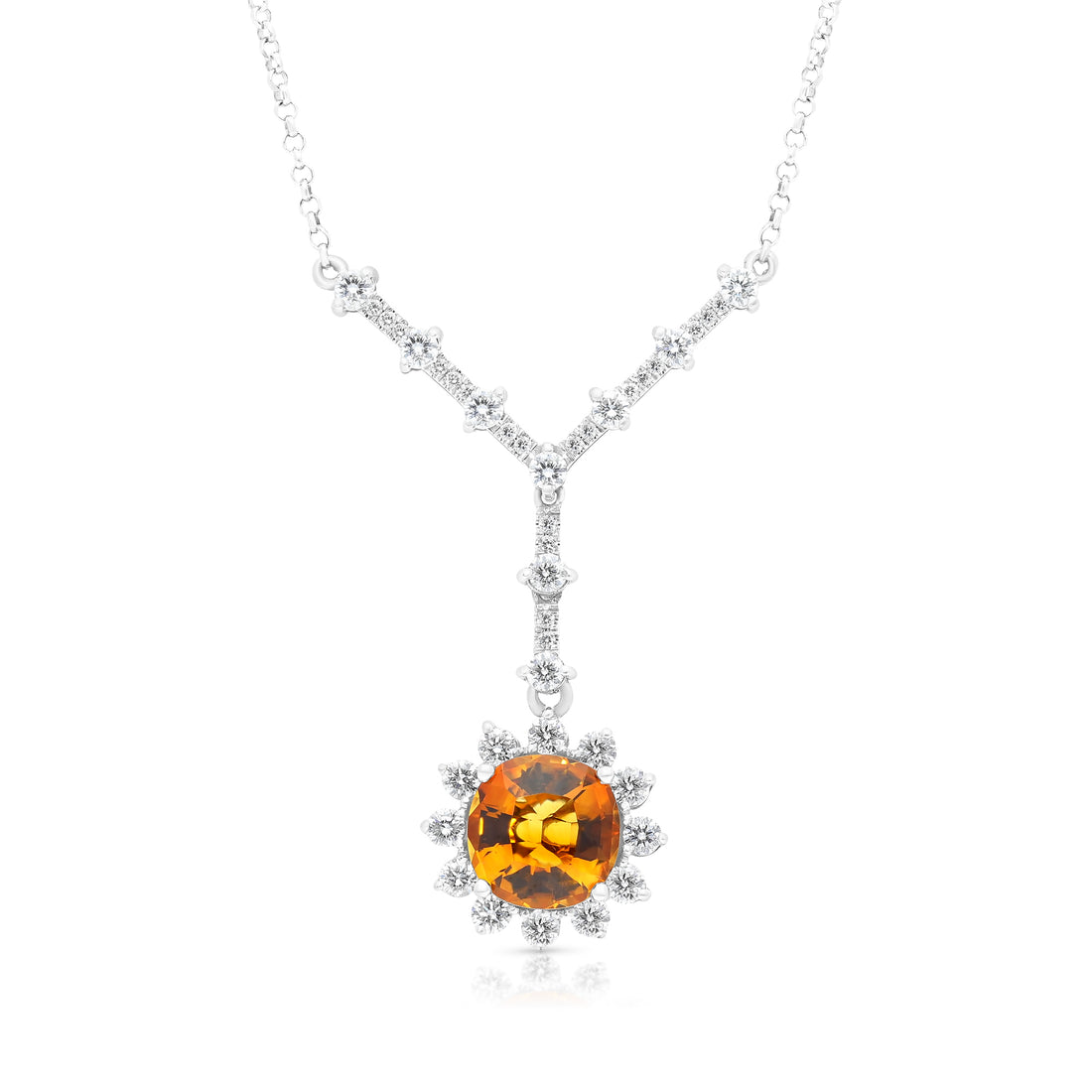 Cushion Cut Citrine Drop Sun Pendant - 5 Carat