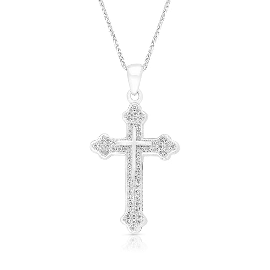Budded Edge Diamond Cross Pendant - .40 Carat