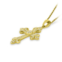 Diamond Fleur de Lys Cross Pendant Necklace - .40 Carat