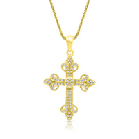 Diamond Fleur de Lys Cross Pendant Necklace - .40 Carat
