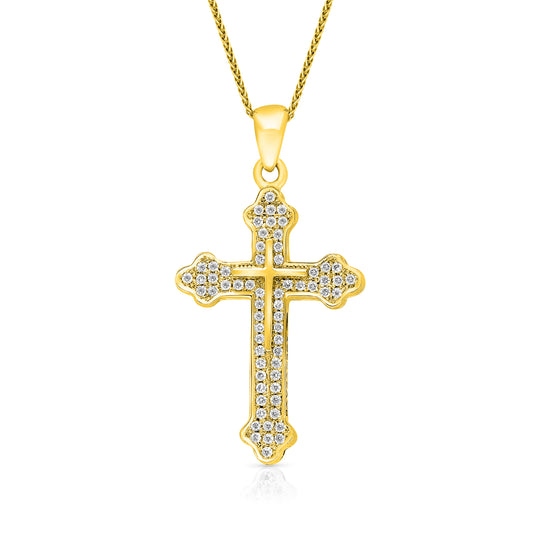 Budded Edge Diamond Cross Pendant - .40 Carat