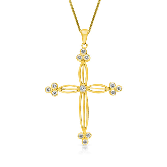 Trio Flared Edge Cross Pendant - .70 Carat