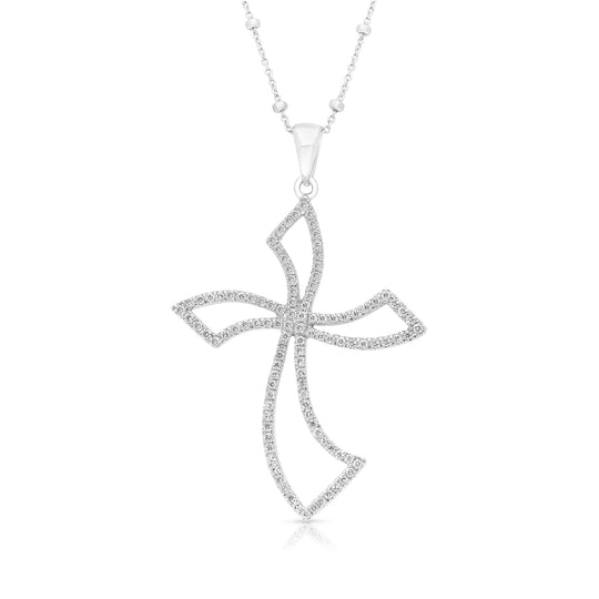 Curvy Diamond Cross Pendant - .70 Carat